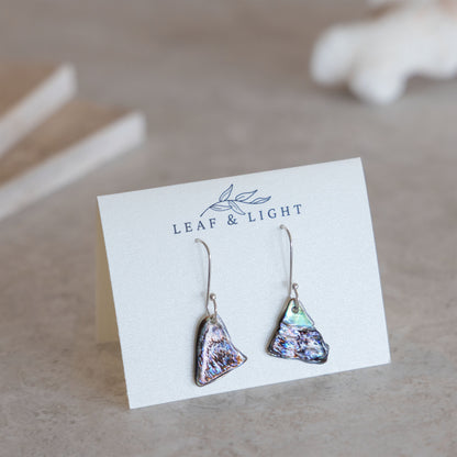 SILVER PLATED PAUA SHELL DROP EARRINGS - CLASSIC