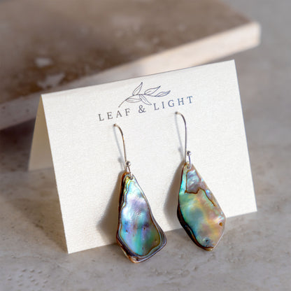 PAUA SHELL EARRINGS | SILVER PLATED DROP EARRINGS