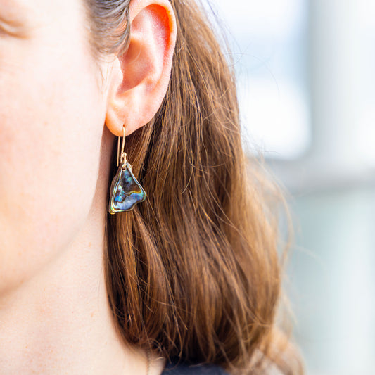SILVER PLATED PAUA SHELL DROP EARRINGS - CLASSIC