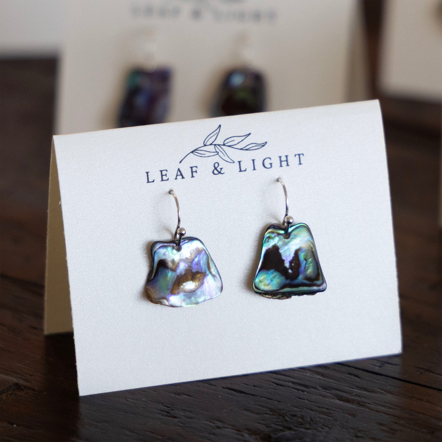 SILVER PLATED PAUA SHELL DROP EARRINGS - PETITE
