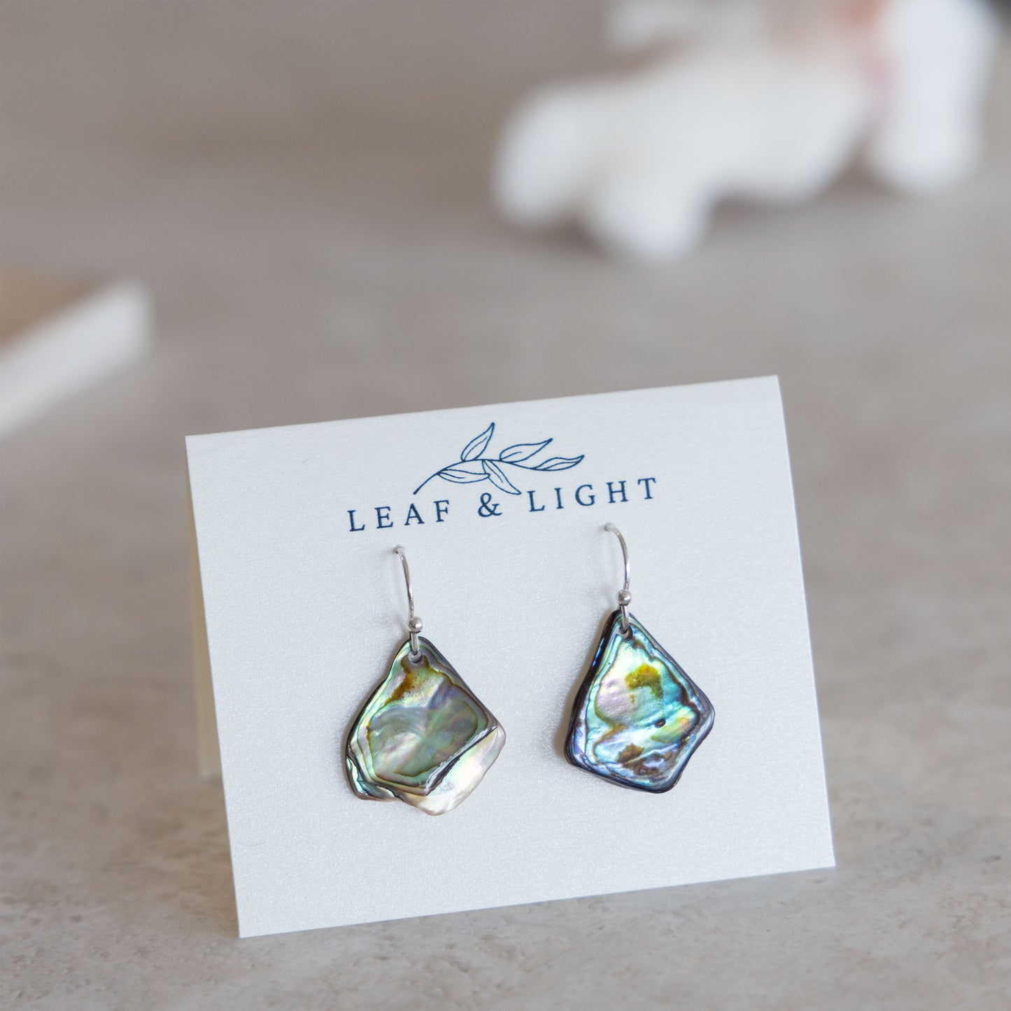 SILVER PLATED PAUA SHELL DROP EARRINGS - PETITE