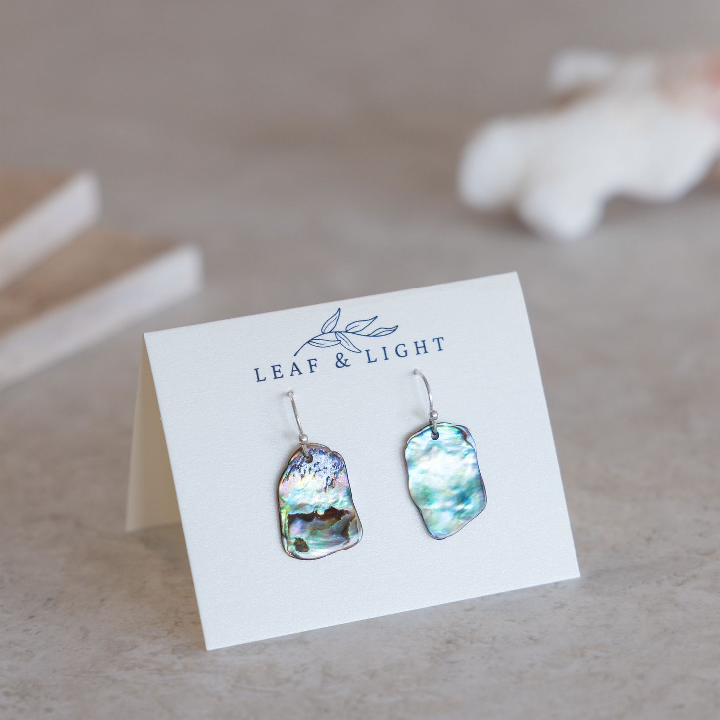 SILVER PLATED PAUA SHELL DROP EARRINGS - PETITE