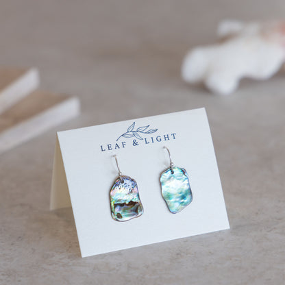 SILVER PLATED PAUA SHELL DROP EARRINGS - PETITE
