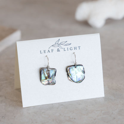PAUA SHELL EARRINGS | PETITE SILVER PLATED DROP EARRINGS
