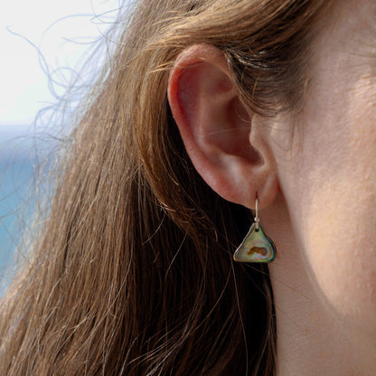 SILVER PLATED PAUA SHELL DROP EARRINGS - PETITE