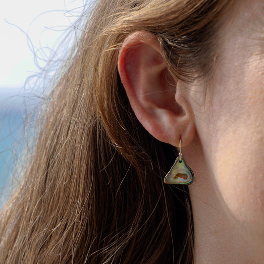 SILVER PLATED PAUA SHELL DROP EARRINGS - PETITE