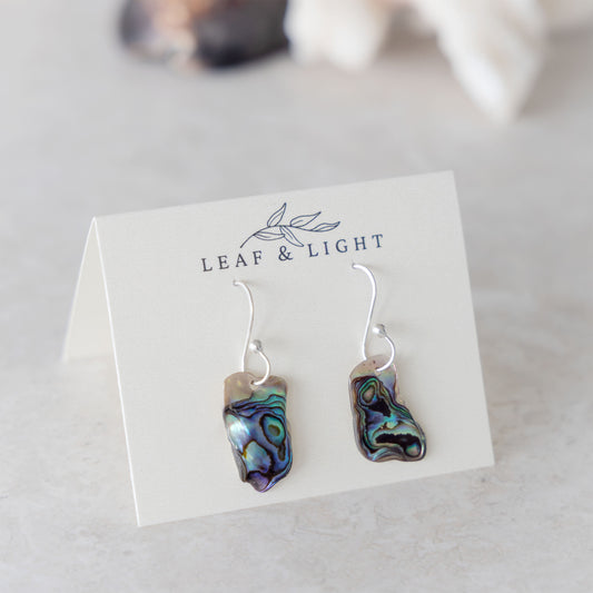 STERLING SILVER PAUA SHELL DROP EARRINGS - CLASSIC
