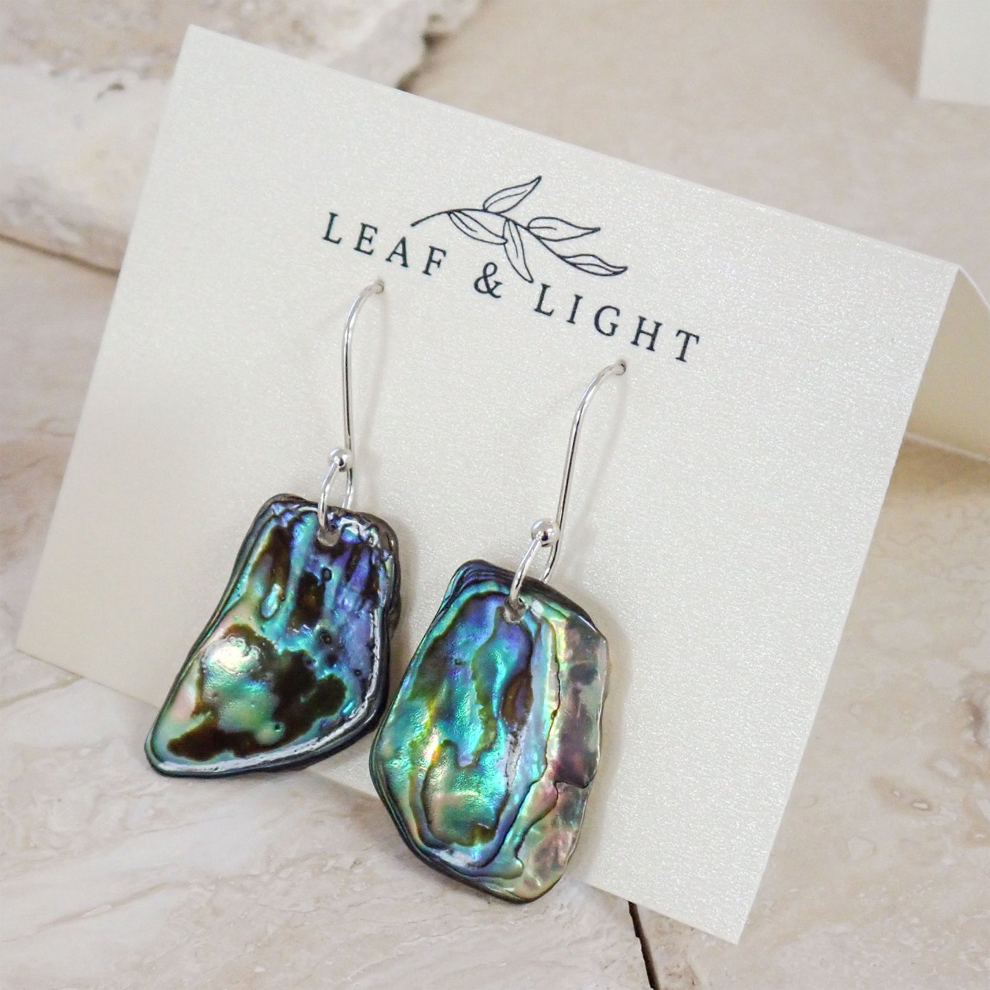 PAUA SHELL EARRINGS | STERLING SILVER DROP EARRINGS