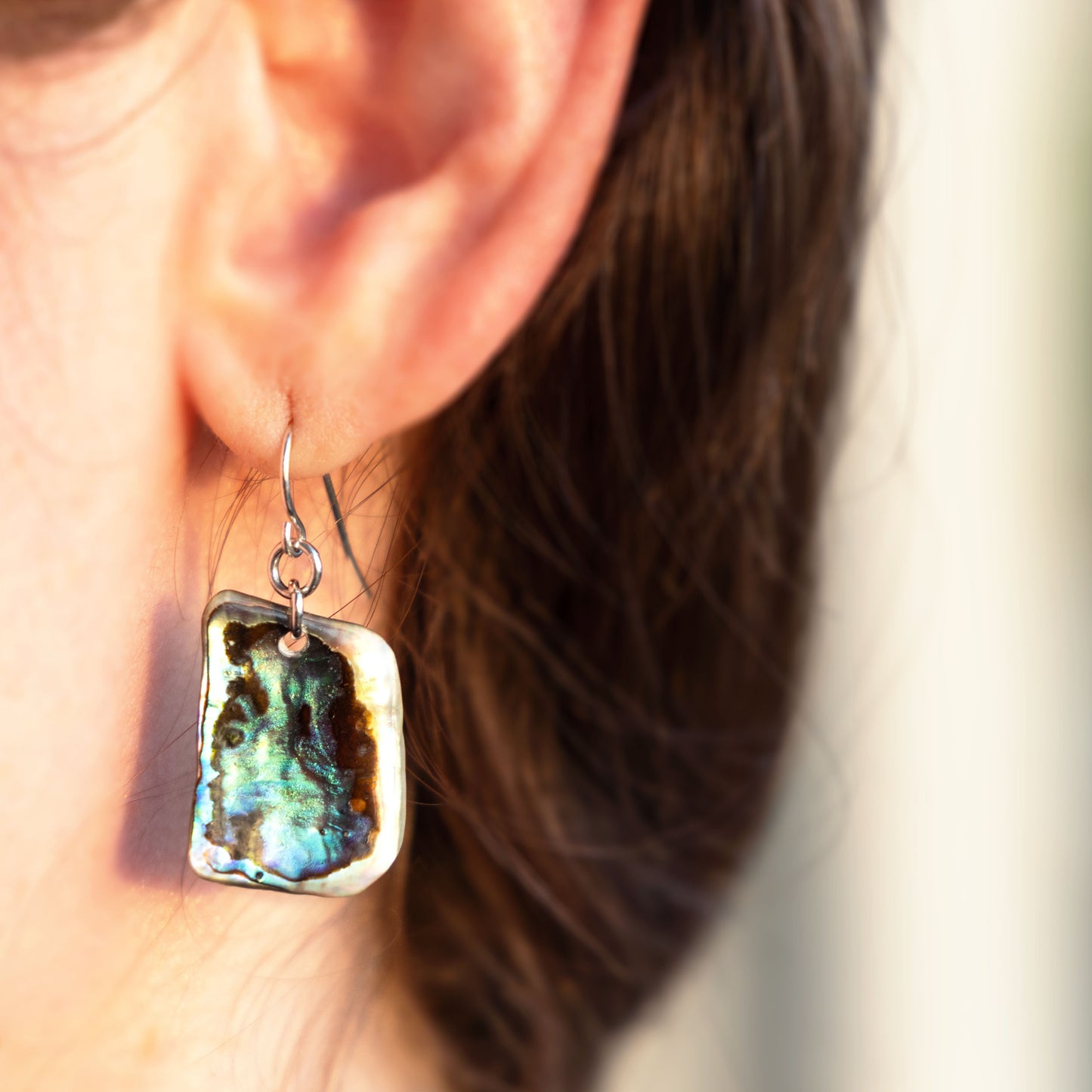 STERLING SILVER PAUA SHELL DROP EARRINGS - CLASSIC