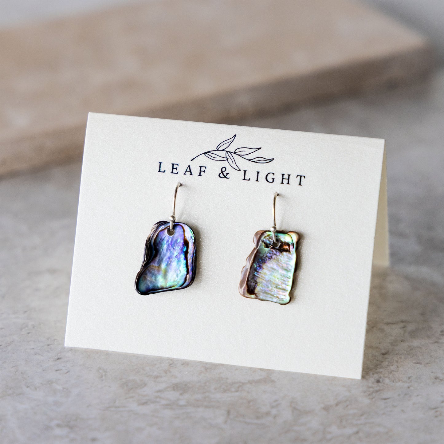 STERLING SILVER PAUA SHELL DROP EARRINGS - PETITE