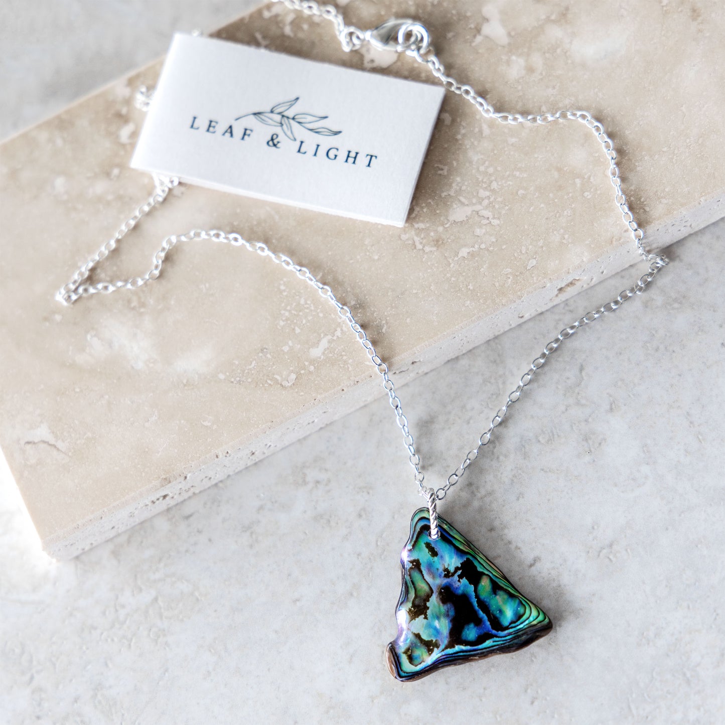 SILVER PLATED PAUA SHELL NECKLACE
