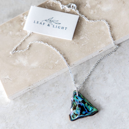 SILVER PLATED PAUA SHELL NECKLACE