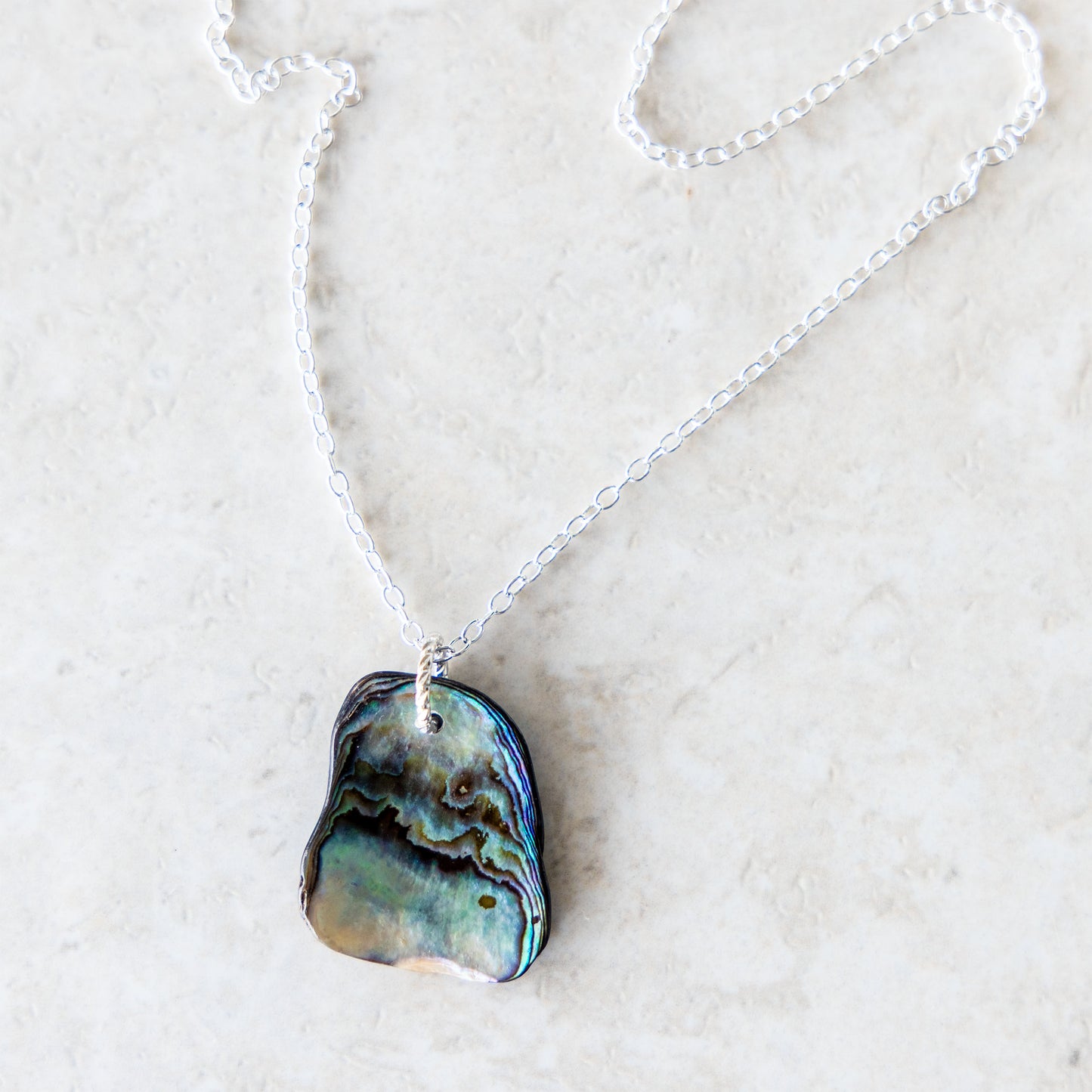 SILVER PLATED PAUA SHELL NECKLACE