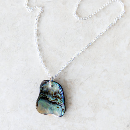 SILVER PLATED PAUA SHELL NECKLACE