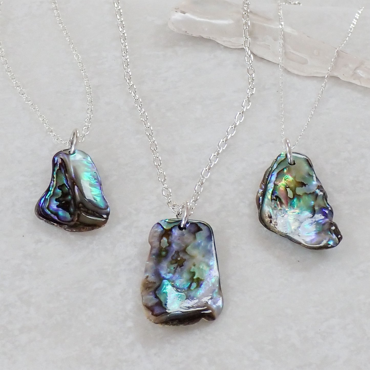 PAUA SHELL NECKLACE | SILVER PLATED ABALONE NECKLACE