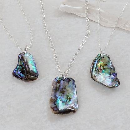 PAUA SHELL NECKLACE | SILVER PLATED ABALONE NECKLACE