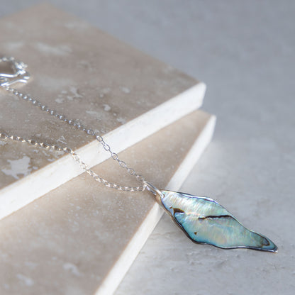 PAUA SHELL NECKLACE | SILVER PLATED ABALONE NECKLACE