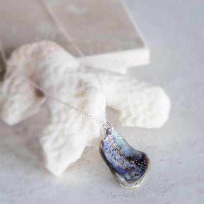 PAUA SHELL NECKLACE | SILVER PLATED ABALONE NECKLACE