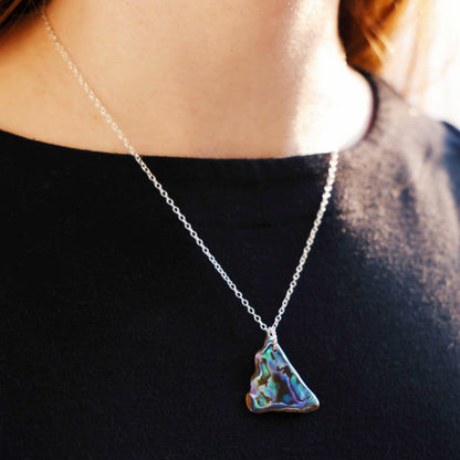 SILVER PLATED PAUA SHELL NECKLACE