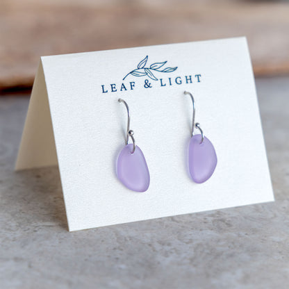 LAVENDER BLUE COASTAL GLASS DROP EARRINGS | SILVER PLATED