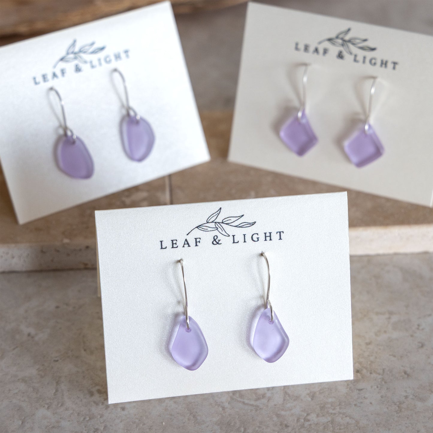 LAVENDER BLUE COASTAL GLASS DROP EARRINGS | STERLING SILVER