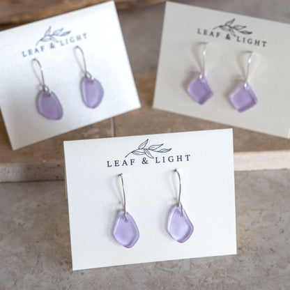LAVENDER BLUE COASTAL GLASS DROP EARRINGS | STERLING SILVER