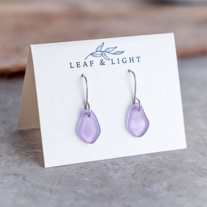 LAVENDER BLUE COASTAL GLASS DROP EARRINGS | STERLING SILVER