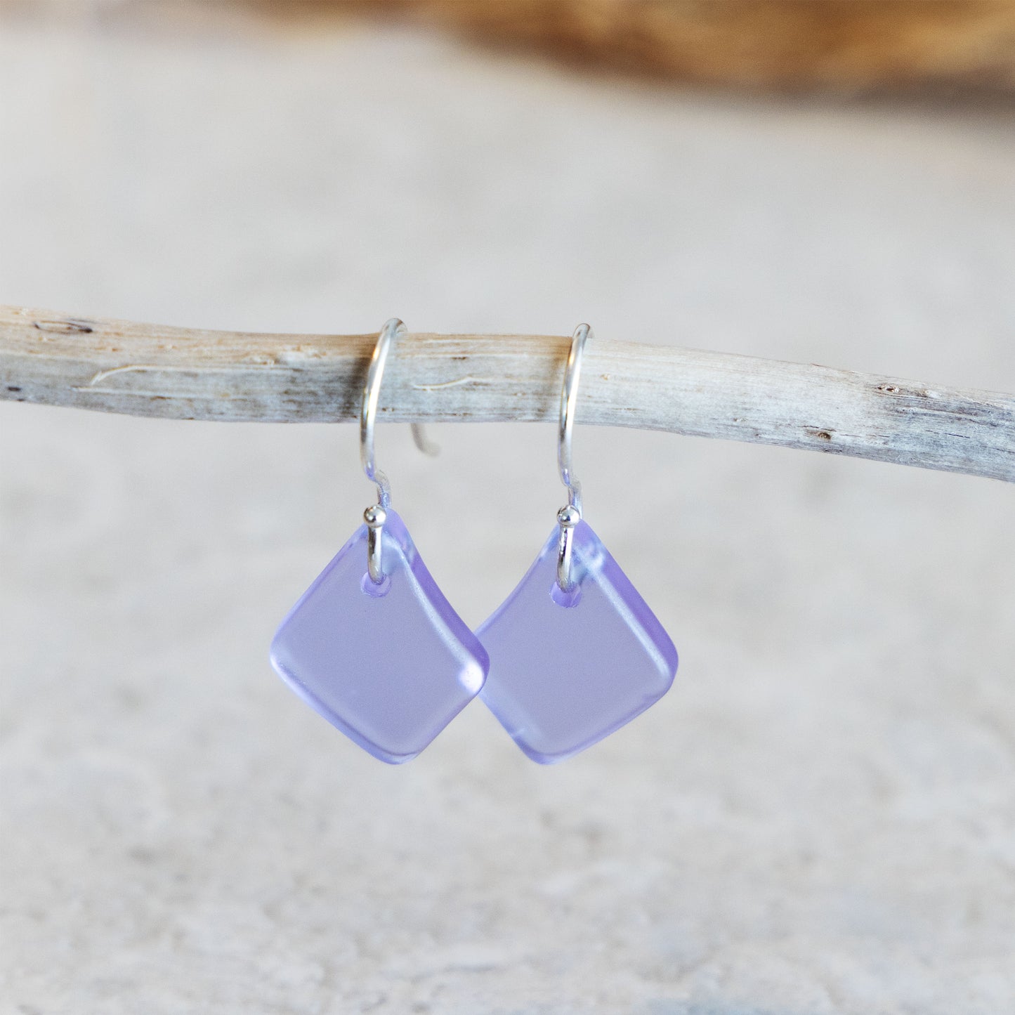 LAVENDER BLUE COASTAL GLASS DROP EARRINGS | STERLING SILVER