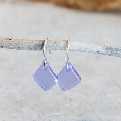 LAVENDER BLUE COASTAL GLASS DROP EARRINGS | STERLING SILVER