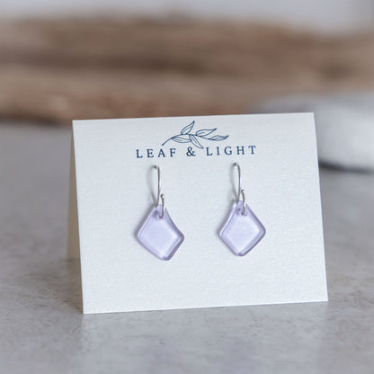 LAVENDER BLUE COASTAL GLASS DROP EARRINGS | STERLING SILVER