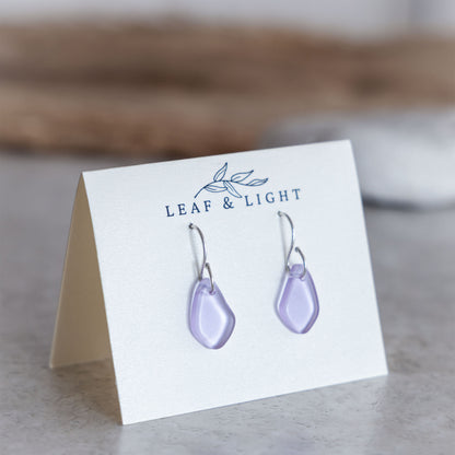 LAVENDER BLUE COASTAL GLASS DROP EARRINGS | STERLING SILVER