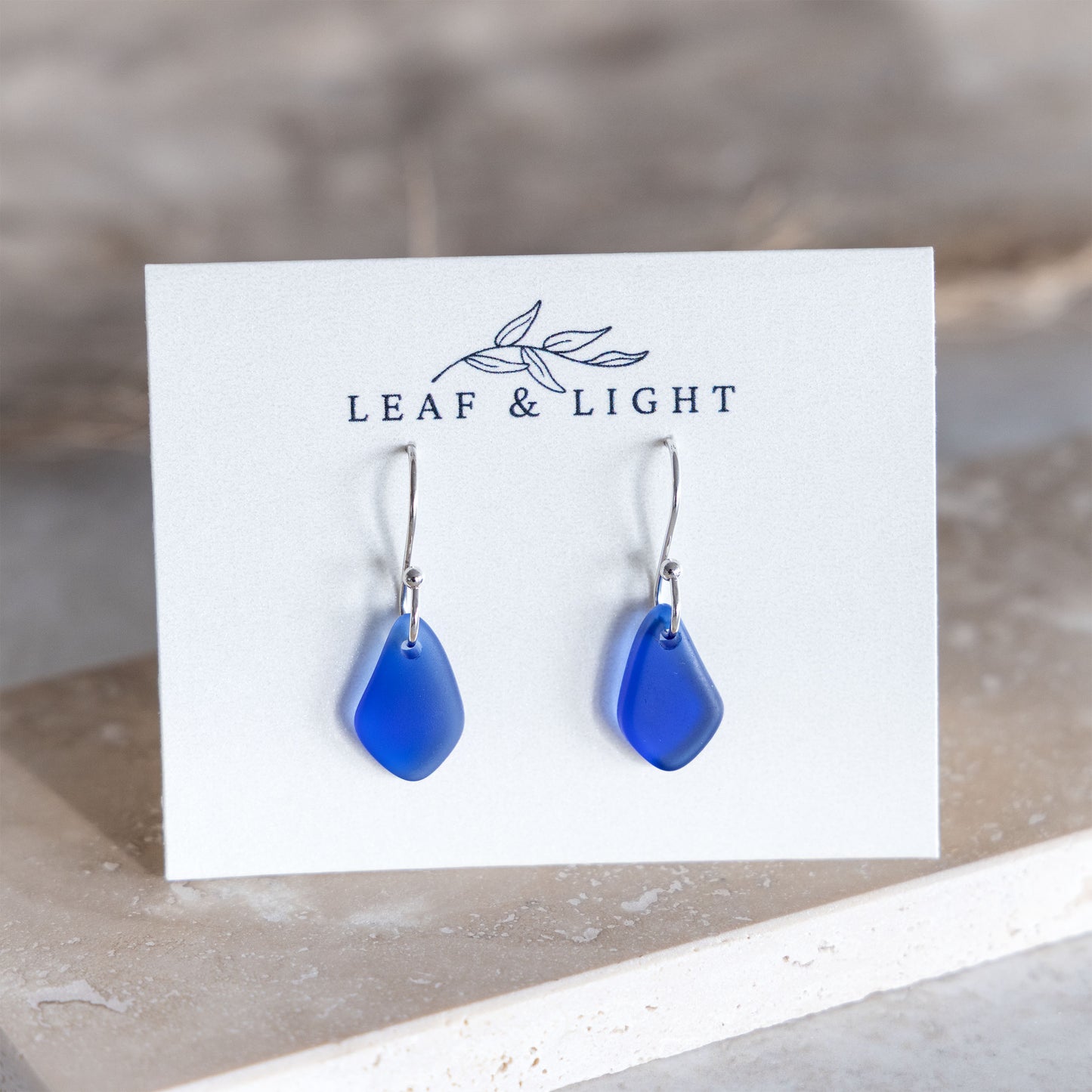 BLUE COASTAL GLASS DROP EARRINGS | SILVER PLATED