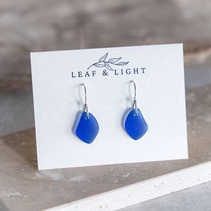 BLUE COASTAL GLASS DROP EARRINGS | SILVER PLATED