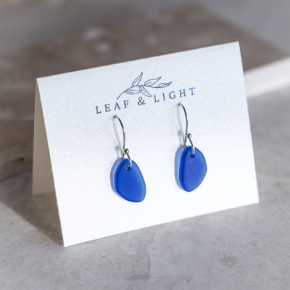 BLUE COASTAL GLASS DROP EARRINGS | SILVER PLATED