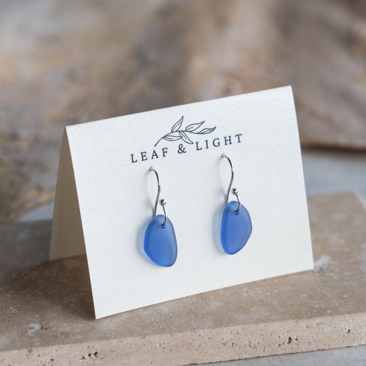 BLUE COASTAL GLASS DROP EARRINGS | SILVER PLATED