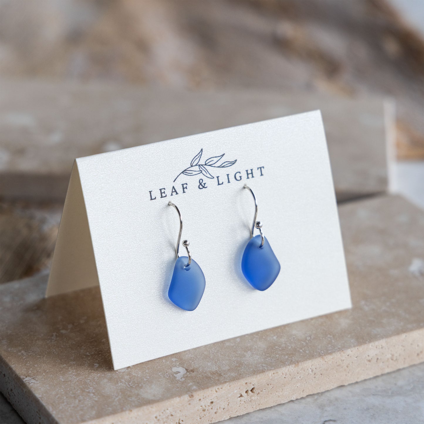 BLUE COASTAL GLASS DROP EARRINGS | SILVER PLATED