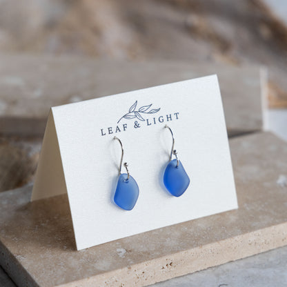 BLUE COASTAL GLASS DROP EARRINGS | SILVER PLATED