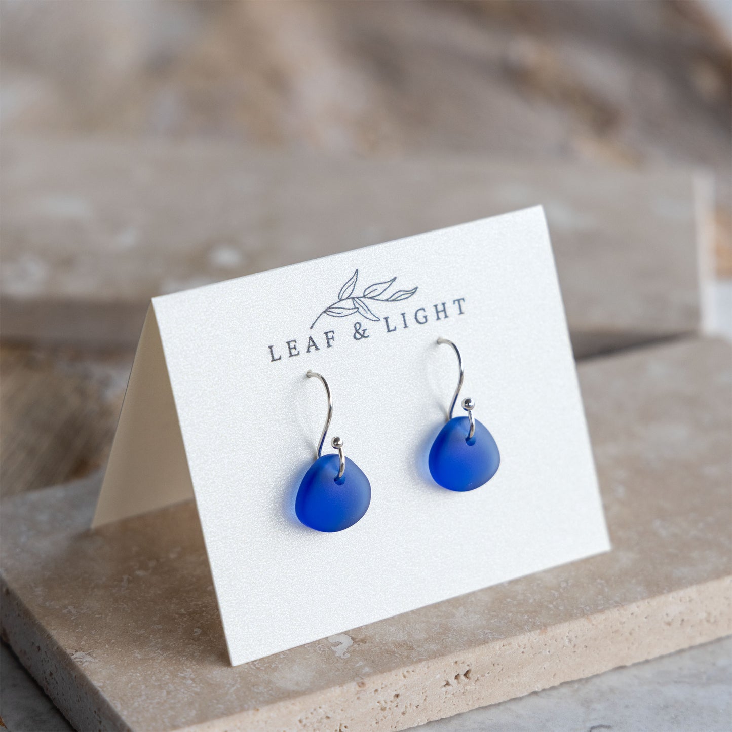 BLUE COASTAL GLASS DROP EARRINGS | SILVER PLATED