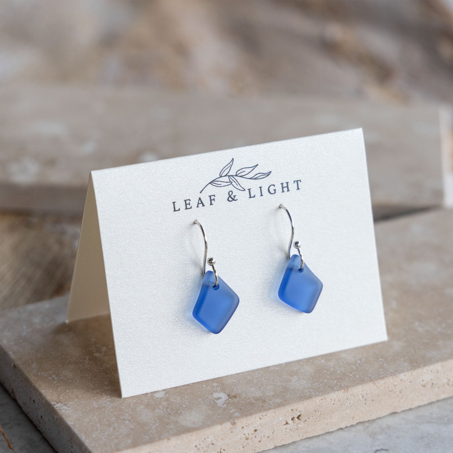 BLUE COASTAL GLASS DROP EARRINGS | SILVER PLATED