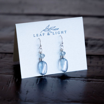 LUMINOUS BLUE CLASSIC RECTANGLE EARRINGS | SILVER PLATED