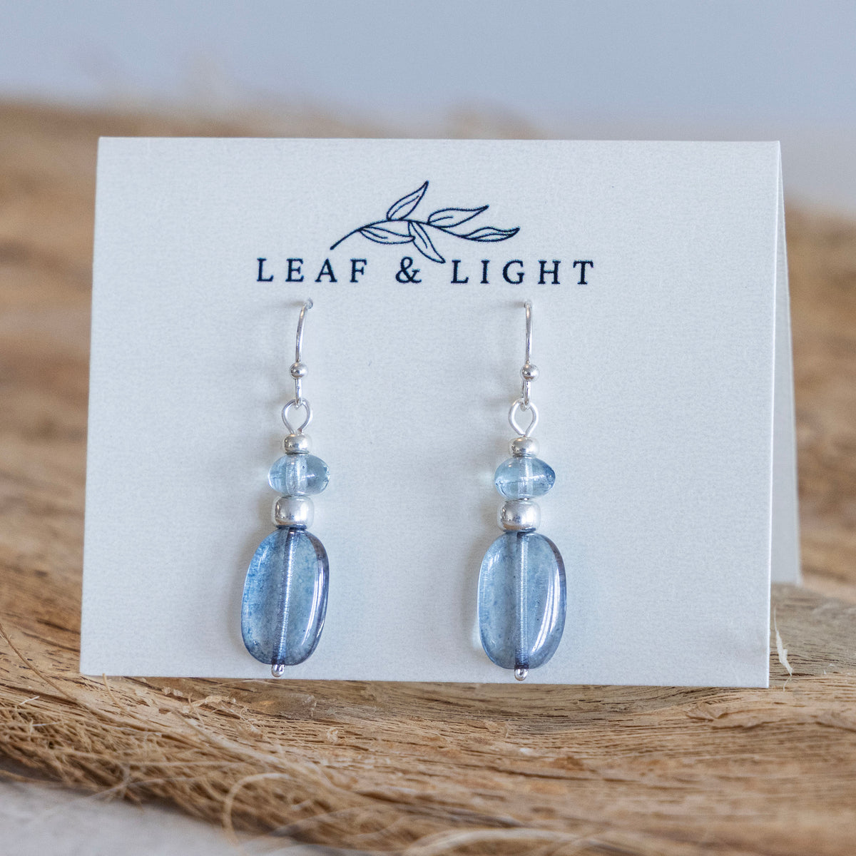 LUMINOUS BLUE CLASSIC RECTANGLE EARRINGS | SILVER PLATED