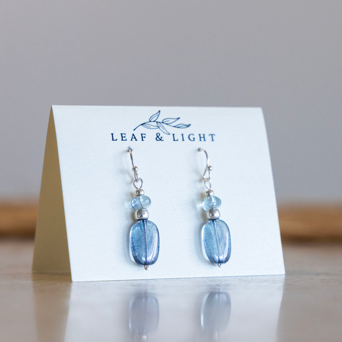 LUMINOUS BLUE CLASSIC RECTANGLE EARRINGS | SILVER PLATED