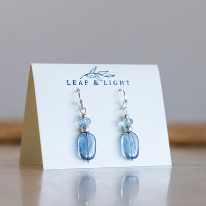 LUMINOUS BLUE CLASSIC RECTANGLE EARRINGS | SILVER PLATED