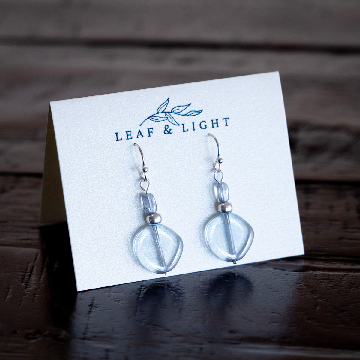 LUSTER BLUE GLASS CLASSIC DROP EARRINGS | SILVER PLATED