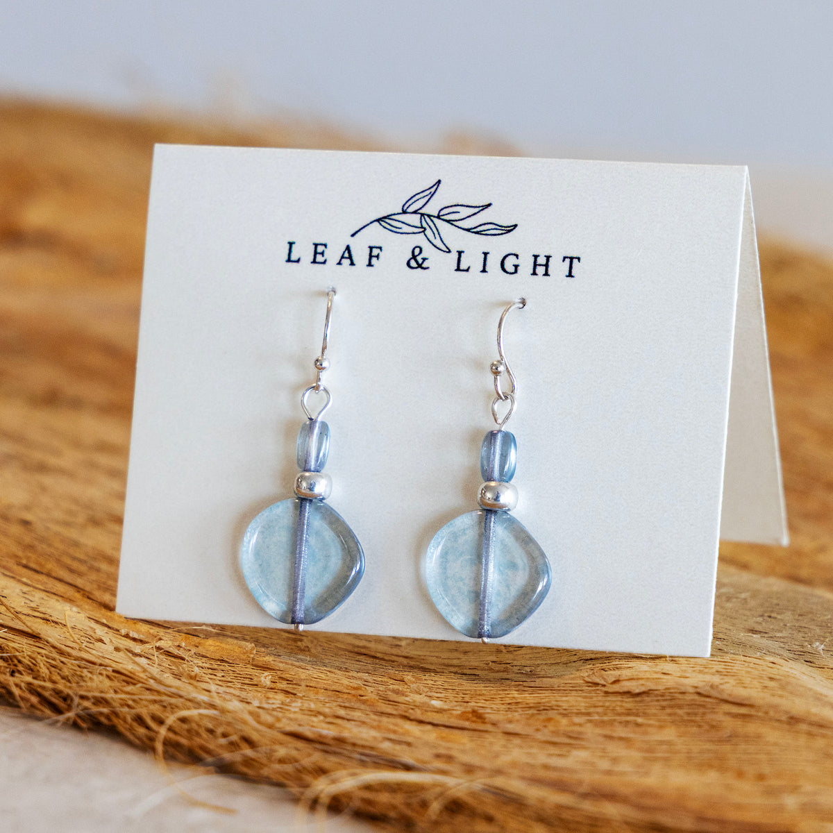 LUSTER BLUE GLASS CLASSIC DROP EARRINGS | SILVER PLATED