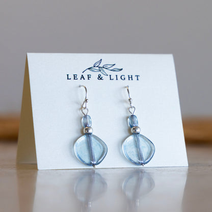 LUSTER BLUE GLASS CLASSIC DROP EARRINGS | SILVER PLATED
