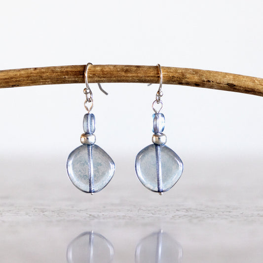 LUSTER BLUE GLASS CLASSIC DROP EARRINGS | SILVER PLATED