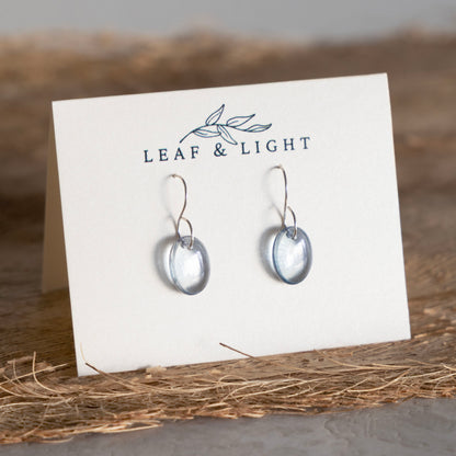 BLUE LUSTER OVAL GLASS ULTRALIGHT EARRINGS | STERLING SILVER