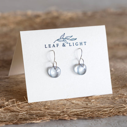 BLUE LUSTER TINY CIRCLE GLASS EARRINGS | STERLING SILVER