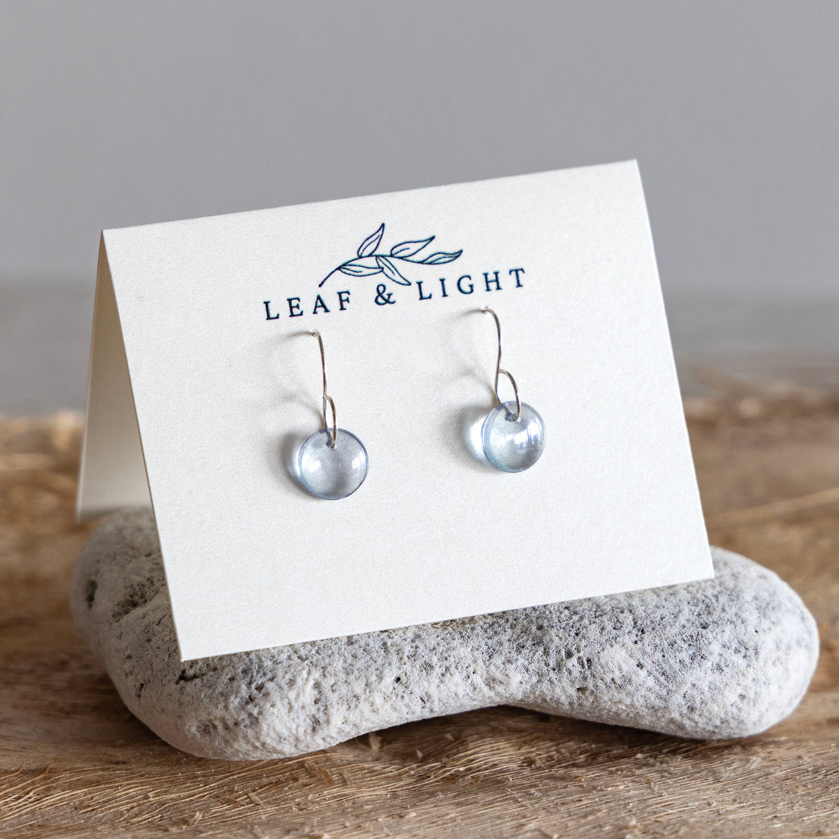 BLUE LUSTER TINY CIRCLE GLASS EARRINGS | STERLING SILVER